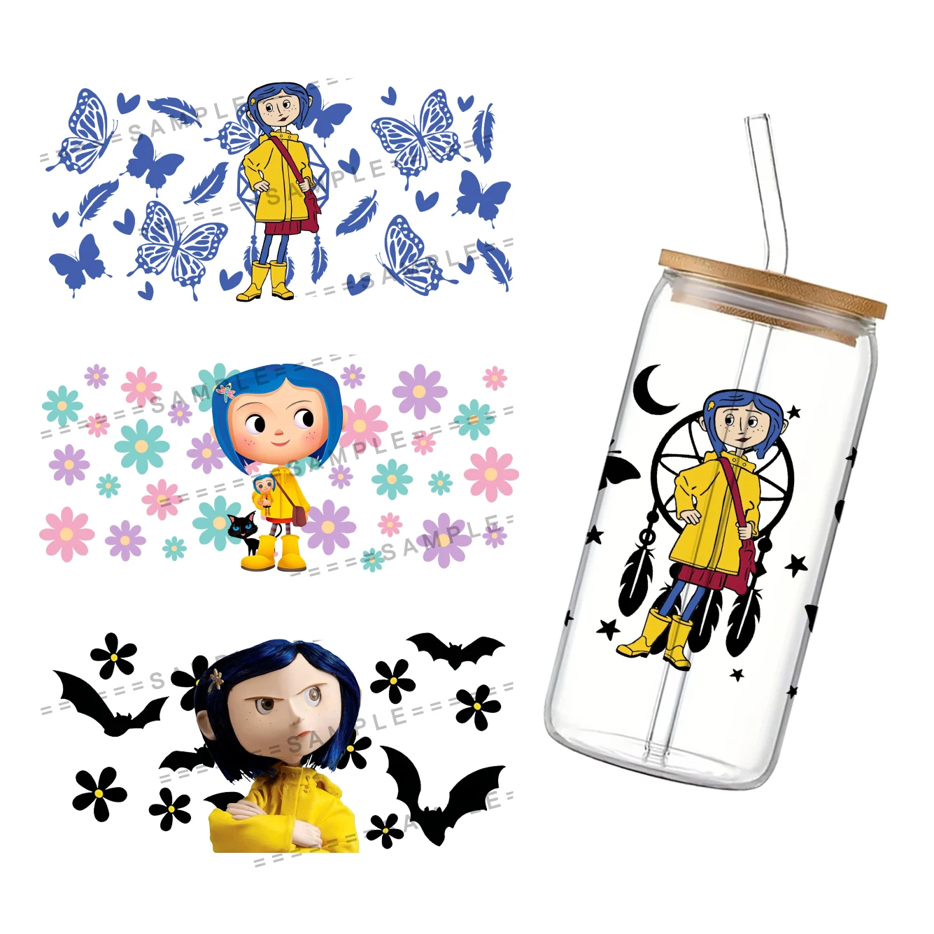 Disney Coraline & the Secret Door do Libbey 16oz puszka szklana 3D wodoodporna kawa DTF Libbey