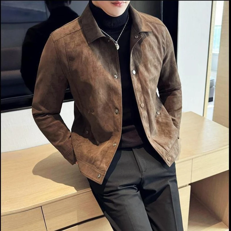 

New men's spring and autumn high-end loose collar versatile new fashion short slim jacket jacket coat Korean fashion top