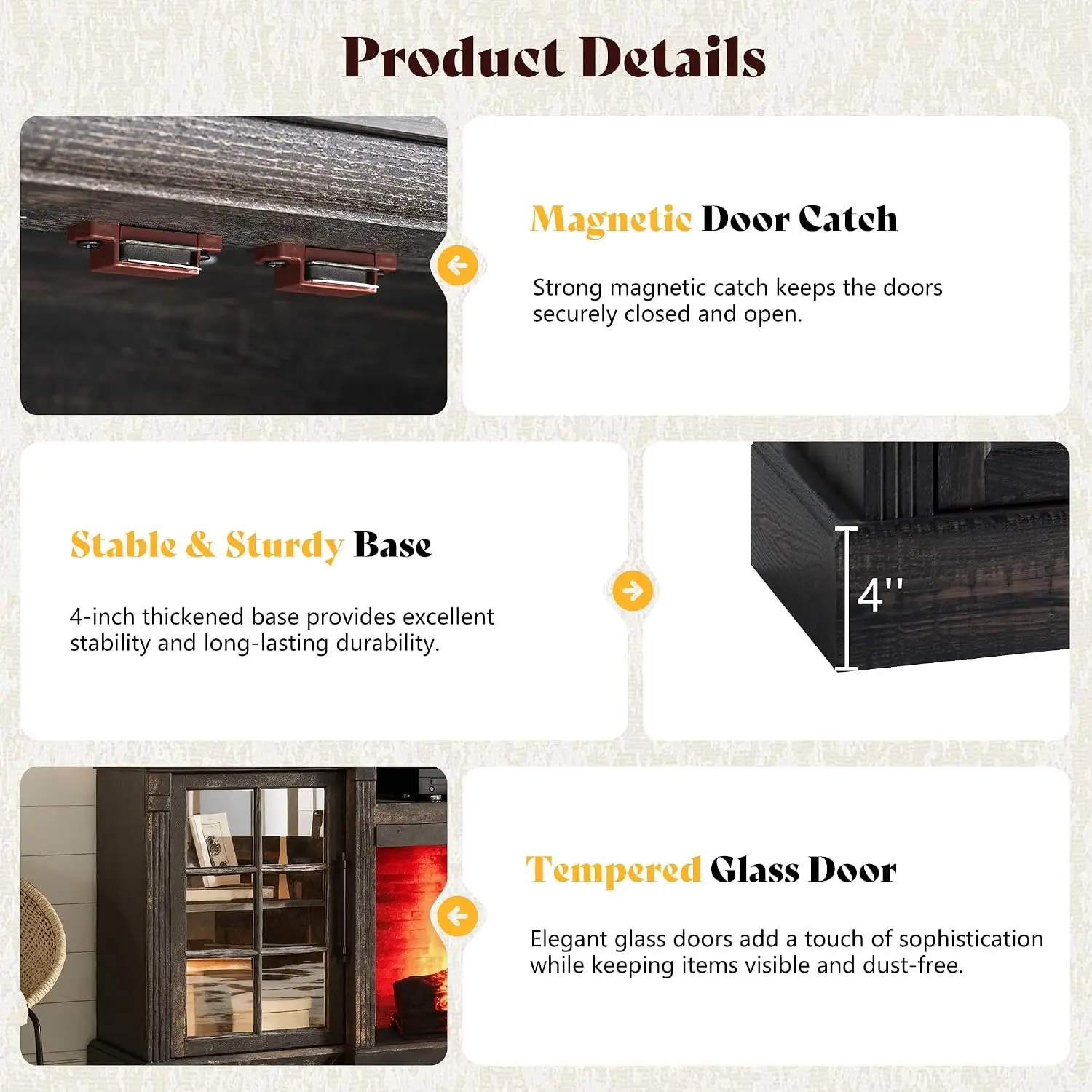 Farmhouse Fireplace TV Stand for TVs up to 80