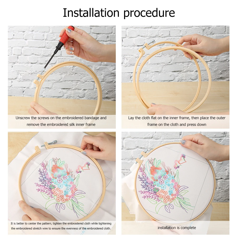 

Flower Cross Stitch Kit DIY Printed Embroidery Set for Beginners Gifts 30x30cm