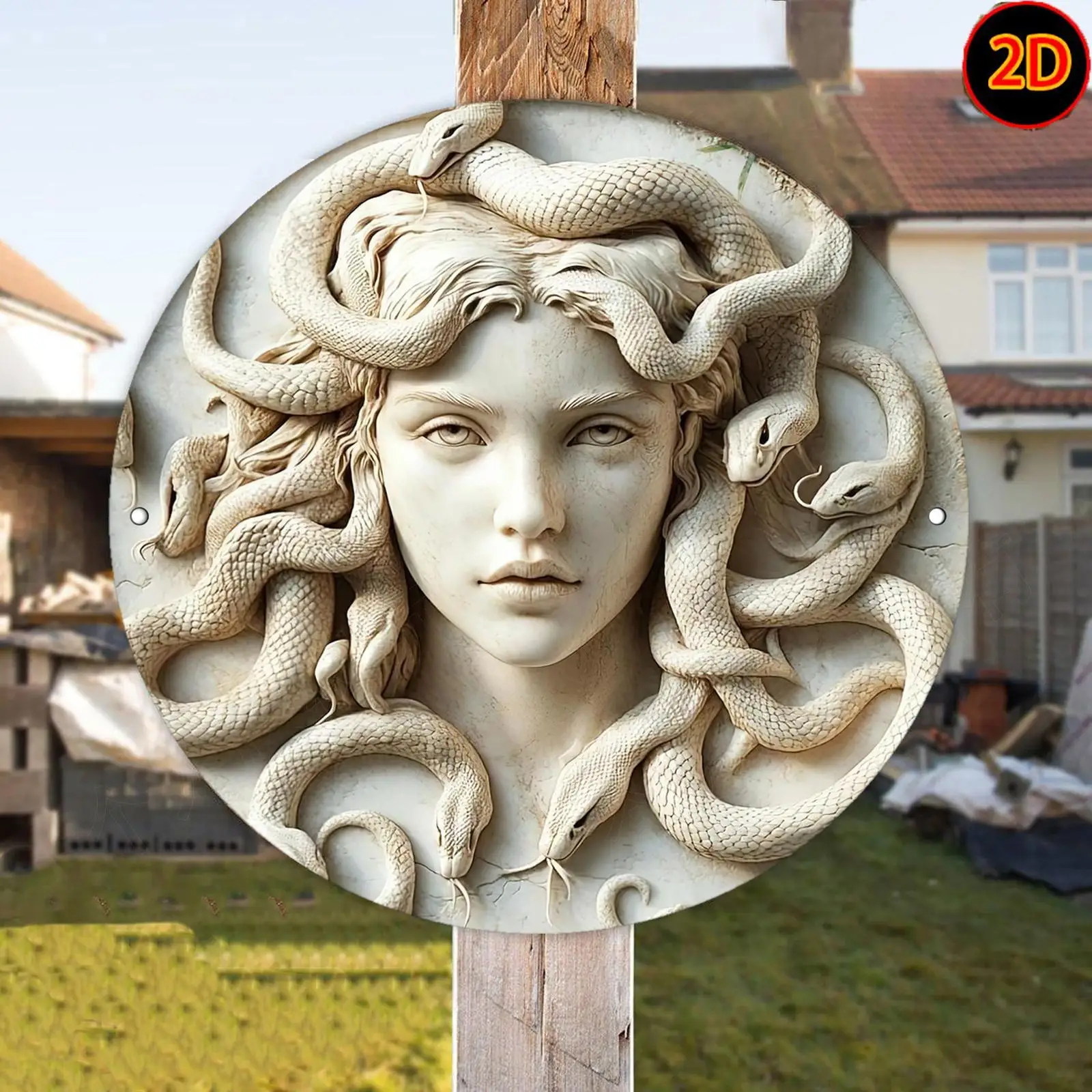 Medusa Wandkunst Metallschild 20x20 Zoll Vintage Griechische Mythologie Deko Wandplakette für Wohnzimmer Schlafzimmer Heimdekoration