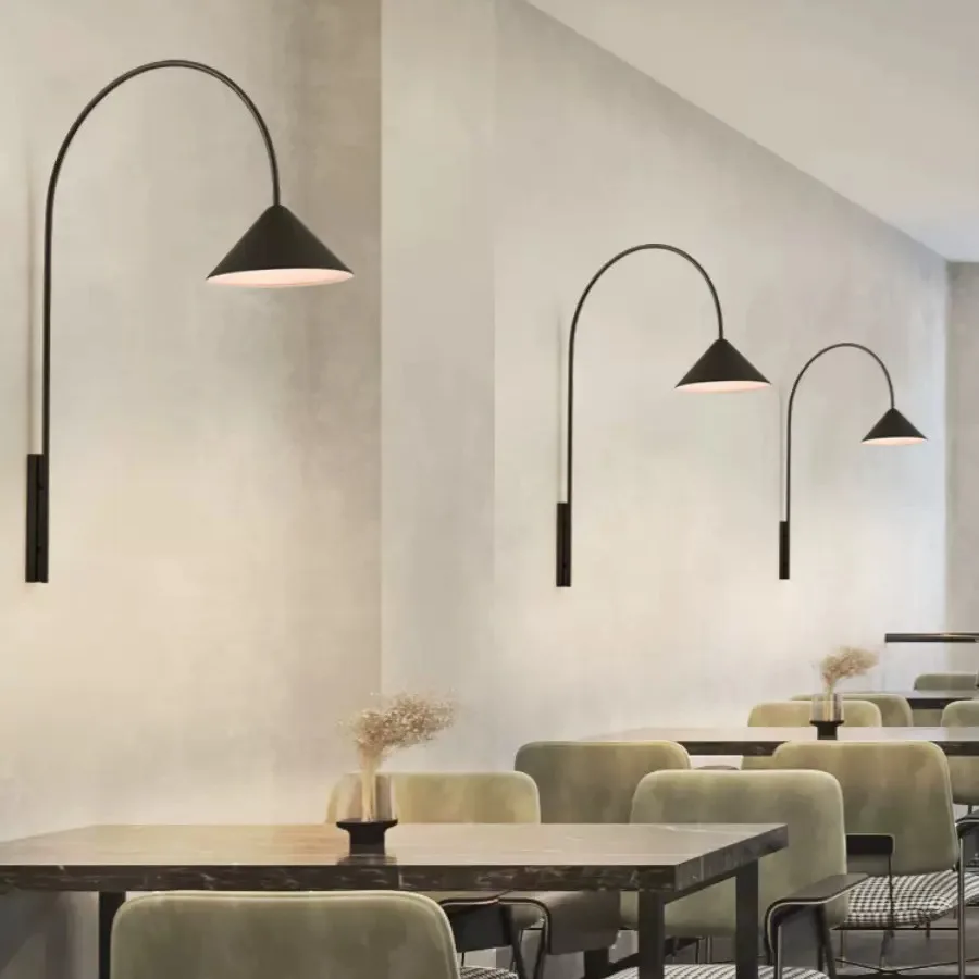 

Modern minimalist wall lamp Nordic creative background light engineering decoration restaurant living room long pole wall lamps