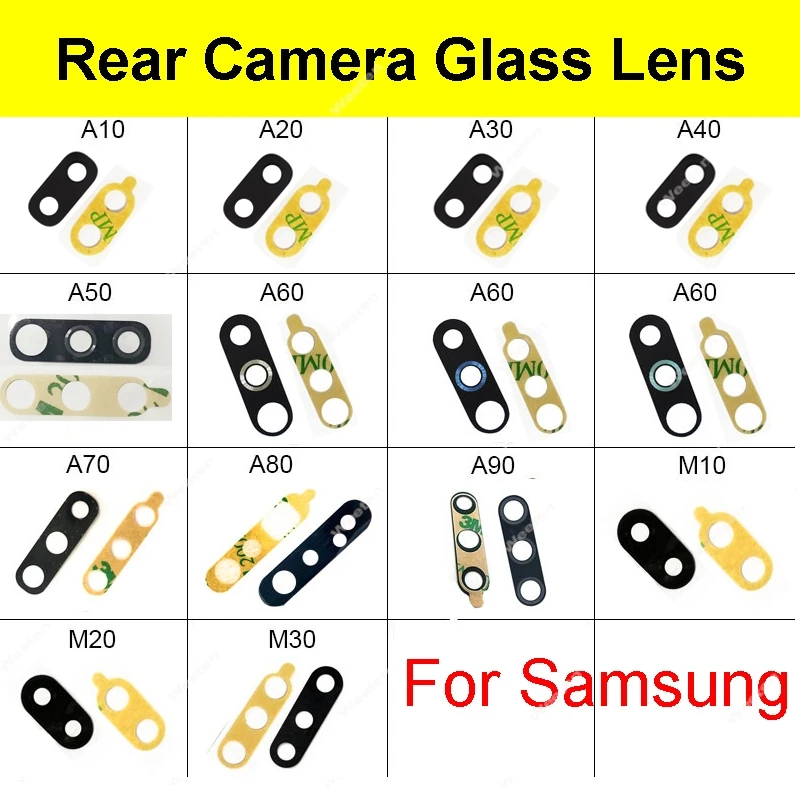 Back Rear Camera Glass Cover For Samsung Galaxy A10 A20 A30 A40 A50 A60 A70 A80 A90 M10 M20 M30 Camera Cover + Adhesive Sticker