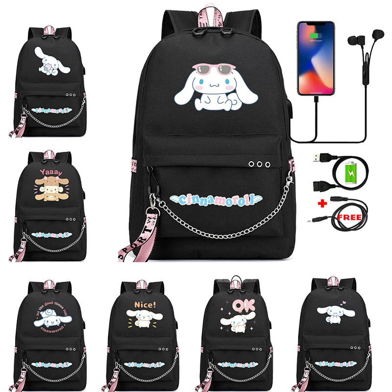 

MINISO Sanrio Anime My Melody Kuromi Cinnamoroll Backpacks for Kawii Toys Backpack School Student Gift Student Back to school