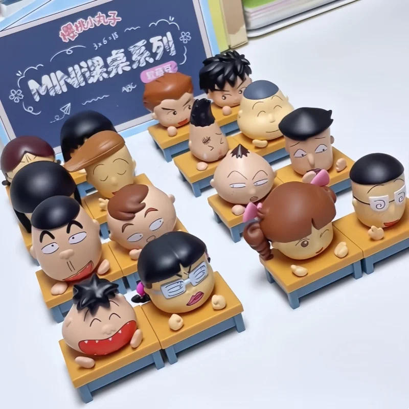 Echte Version Chibi Maruko-Chan Schreibtisch Serie Figur Blind Box Mini Nette Korn Super Ornament Cartoon Charaktere Kinder Geschenke