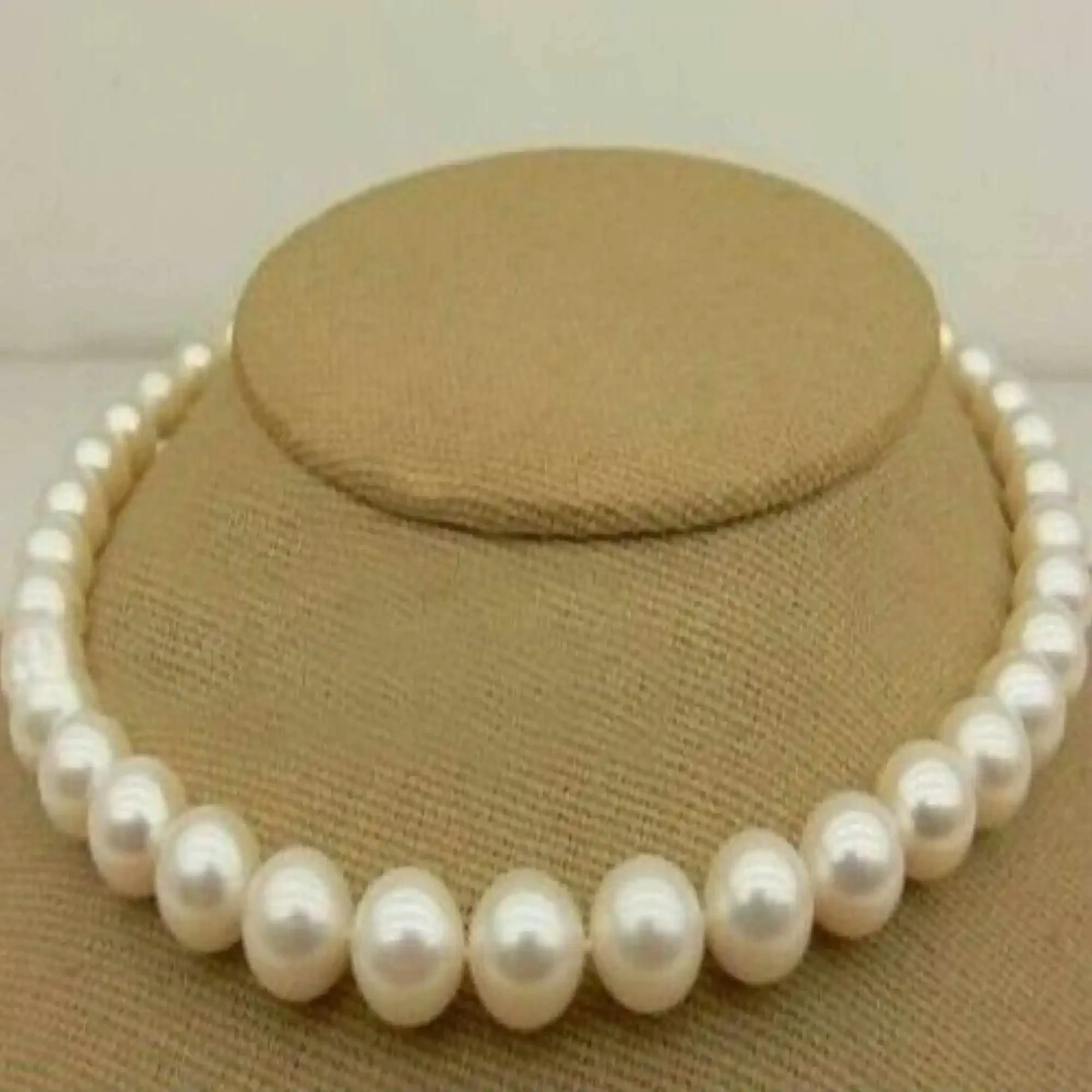 9-10mm natural south sea white round pearl 14k Gold necklace Pray Wristband Calming Elegant Relief Meditation Blessing Glowing