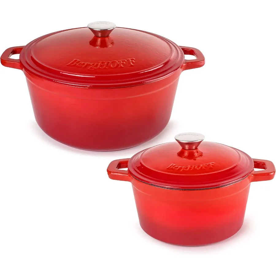 

Набор эмалированной чугунной посуды Neo, 4 шт., 3 кварты. 7qt. Голландские духовки с подходящей крышкой, быстрая и равномерная жарка, безопасная красная печь