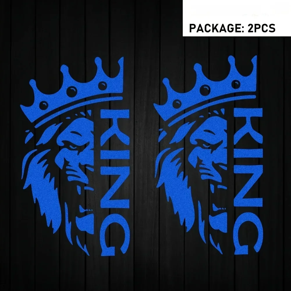 2PCS/SET Holographic Lion King Auto Moto Sticker, Trendy Crown & Lion Design Decal for Car Motorcycle, Exterior Customization