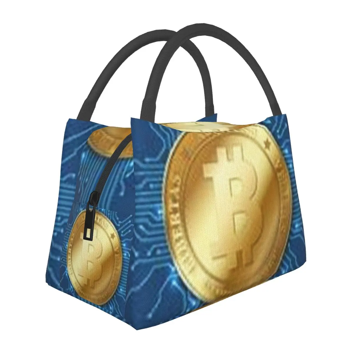 

Crypto BitCoin Lunch Bag Boy Virtual currency Office Lunch Box Women Cute Print Thermal Tote Handbags Oxford Portable Cooler Bag