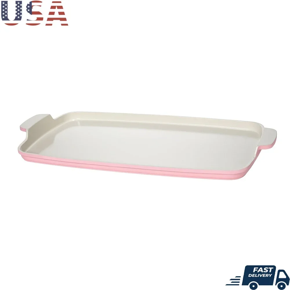 

Double Burner Griddle 17.8 x 10.5 Cast Aluminum Clean Ceramic Nonstick Coating Fast Even Heating Oven Dishwasher Safe Stovetop