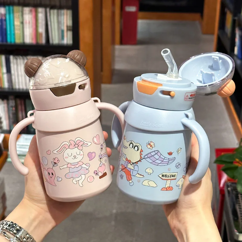 

Корейская детская термочашка с ручкой, портативная чашка для воды против падения с St для детского сада, мальчиков и девочек, Prima...