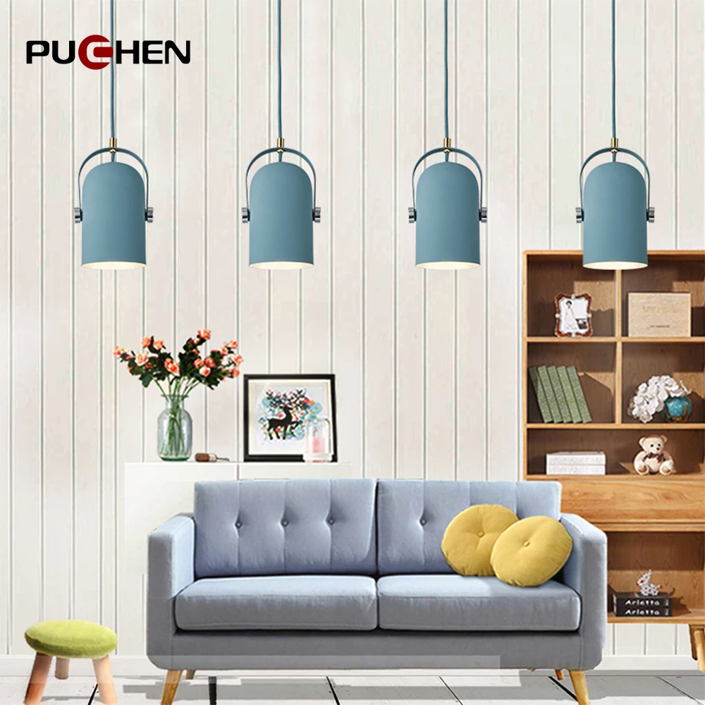 

Puchen Macaron Color Chandelier E27 Pendant Light Bedroom Corridor Decorative Lights Living Room Dining Room Fixtures