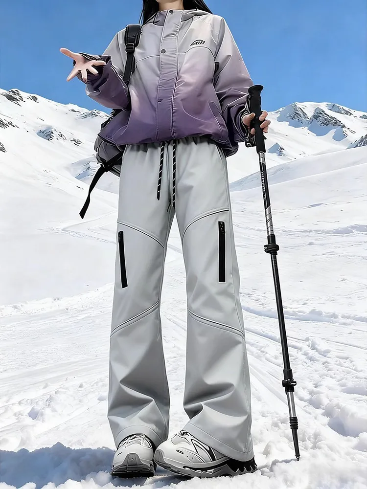 

Winter Skiing Pants Set Fce Lined Windproof Cold Resistant Women's Men's Soft ell ell Jaet Long Sve Polyester Fiber