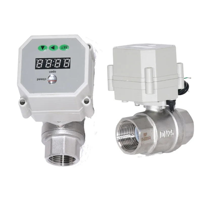 2 طريقة الفولاذ المقاوم للصدأ صغيرة الكهربائية بمحركات سقي الموقت صمام التحكم السيارات التحكم استنزاف المحرك الكرة صمام مع الموقت