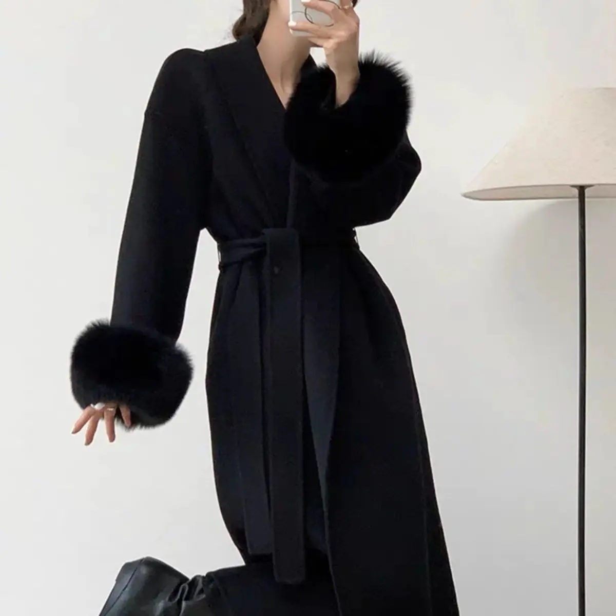 

Women's Double Faced Cashmere Coat Female Mid-length Jacket 2025New Autumn Winter Woolen Overcoat Womendouble-sided Woolen Coats