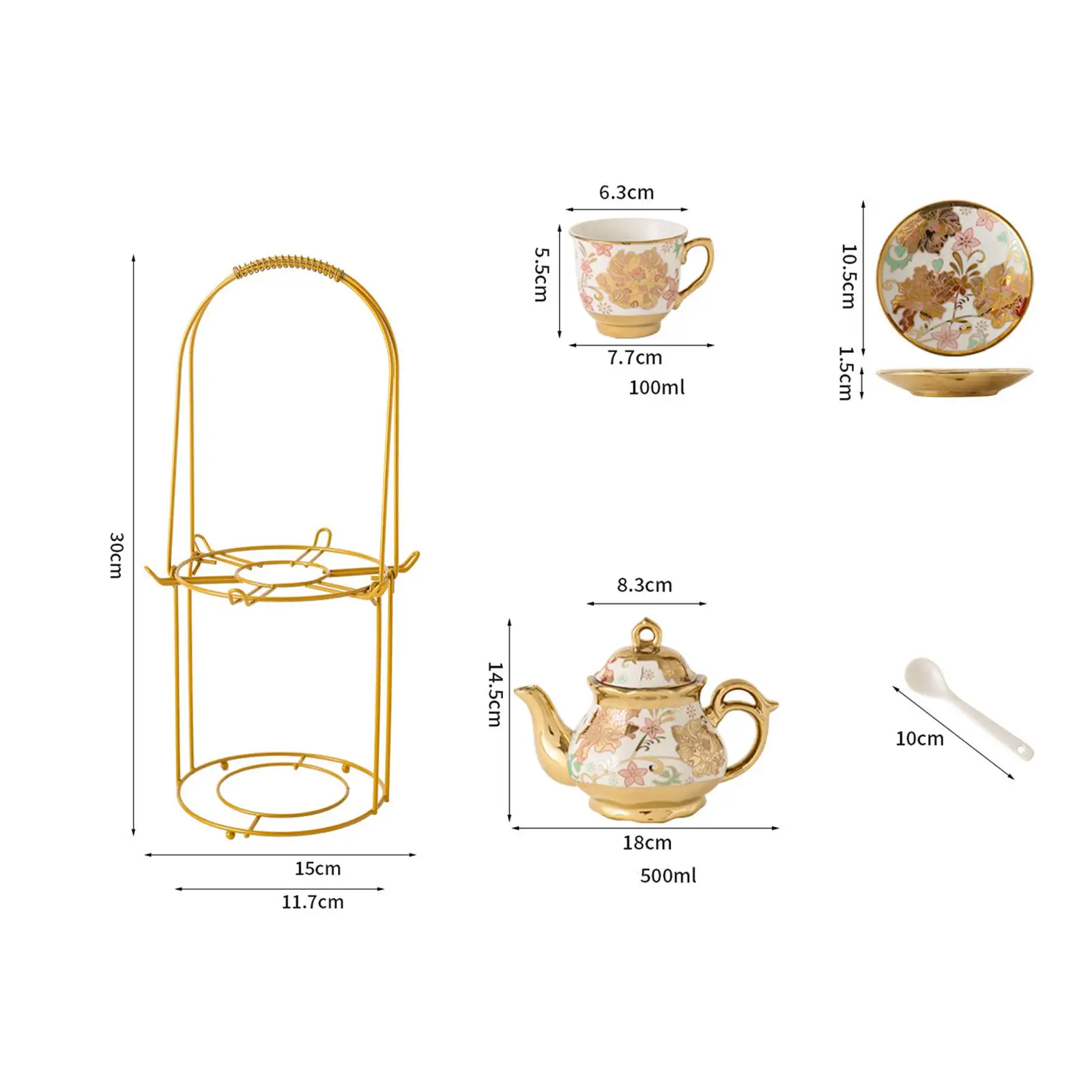 Imagem -06 - Conjunto de Chá de Porcelana Tradicional Jarro de Café Xícara de Chá e Pires Serviço para 6