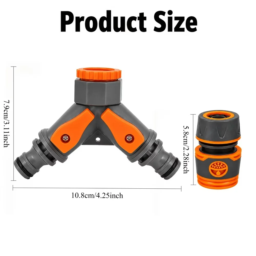 3 Sets of Garden Hose Y-Splitter Valve Kits, 1 Splitter Valve and 2 4-Way Quick Connectors, with Independent Switch Control, Suitable for Garden Watering, Car Washing, and Lawn Irrigation