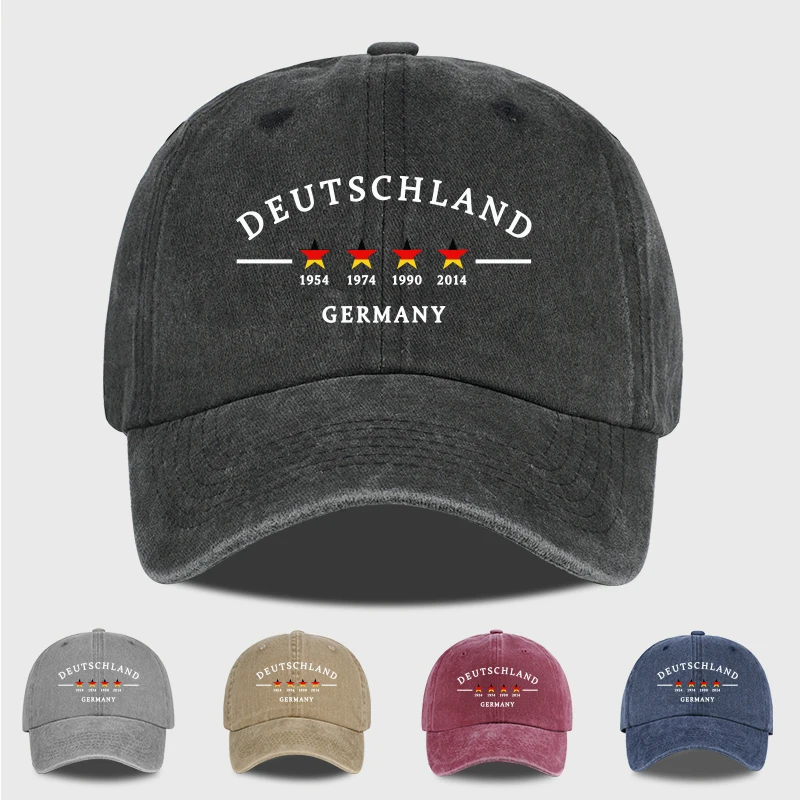 Germany 4 Stars Champions 1954-2014 Baseball Cap For Men Women Washed Adjustable Dad Hat German Football Fan Gift Sun Cap