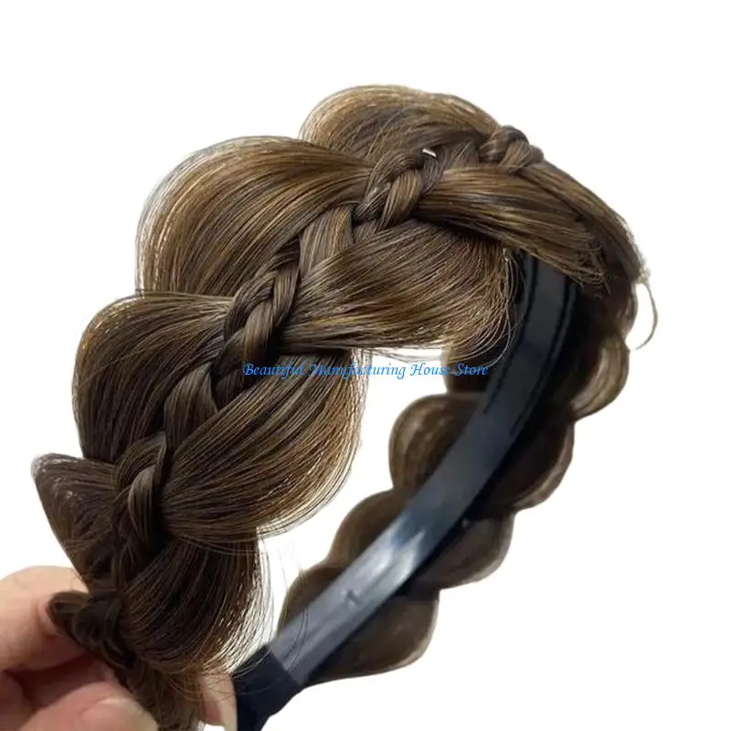 E56A Easy To Wear Fishbone Braid Headbands Wigs Hairpiece For Busy Professional Use