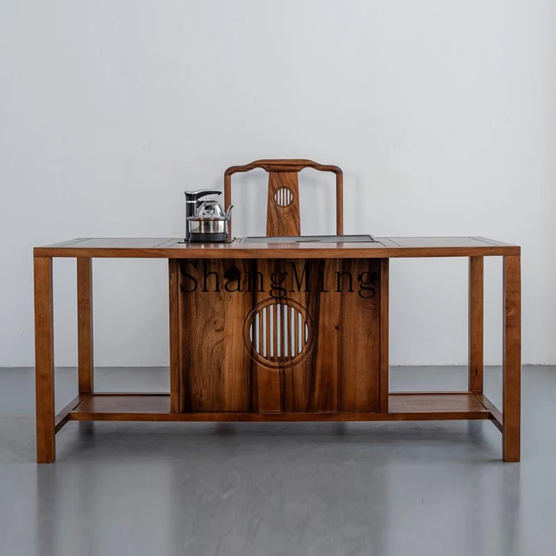 

FG walnut new Chinese solid wood tea table tea table office tea table chair