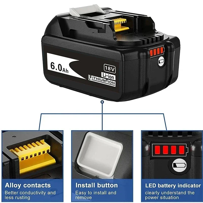 NEW With LCD Charger Rechargeable Battery 18 V 8000mAh Lithium ion for Makita 18v Battery 8Ah BL1815 BL1850 BL1830 BL1860 LXT400