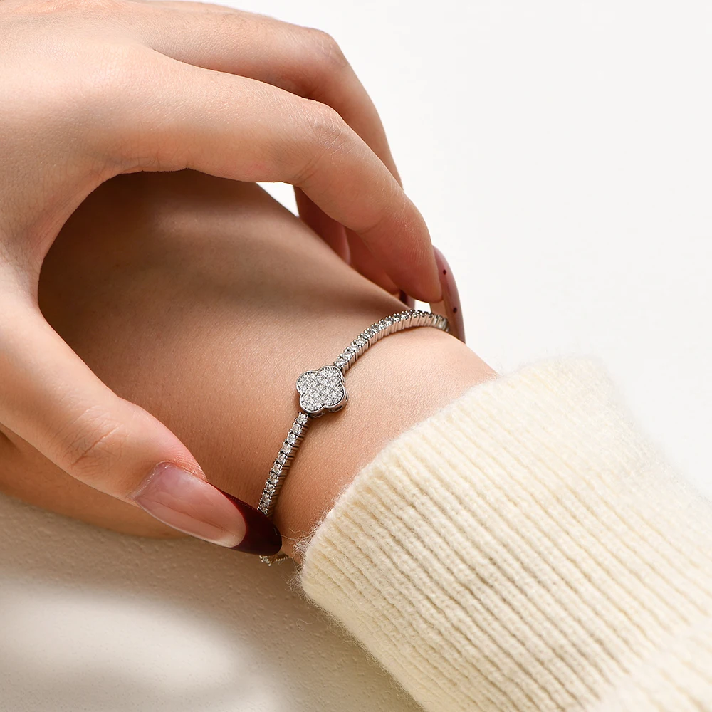 Full Lab Created Moissanite Tennis Bracelet 925 Sterling Silver 18K Gold Plated For Women Wedding Jewelry 16+8cm