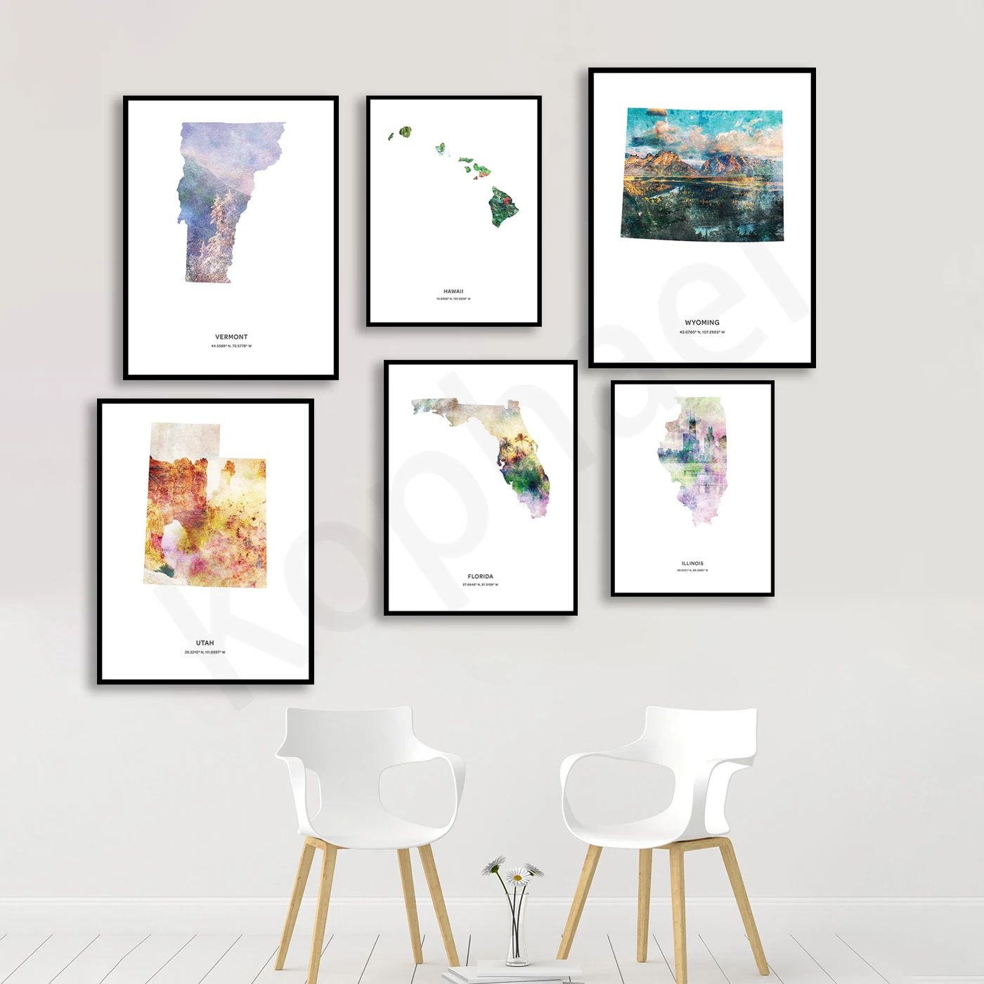 Newfoundland Labrador New Brunswick Ukraine Florida Hawaii Vermont Wyoming. Cities Travel Map Poster