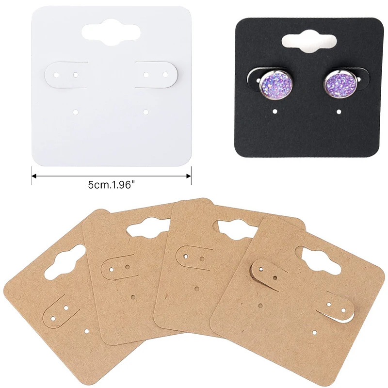 

50 шт. картонных подставок для сережек 5x5 см, держатели-крючки для сережек, органайзеры, бирки для самостоятельного изготовления и упаковки ювелирных изделий