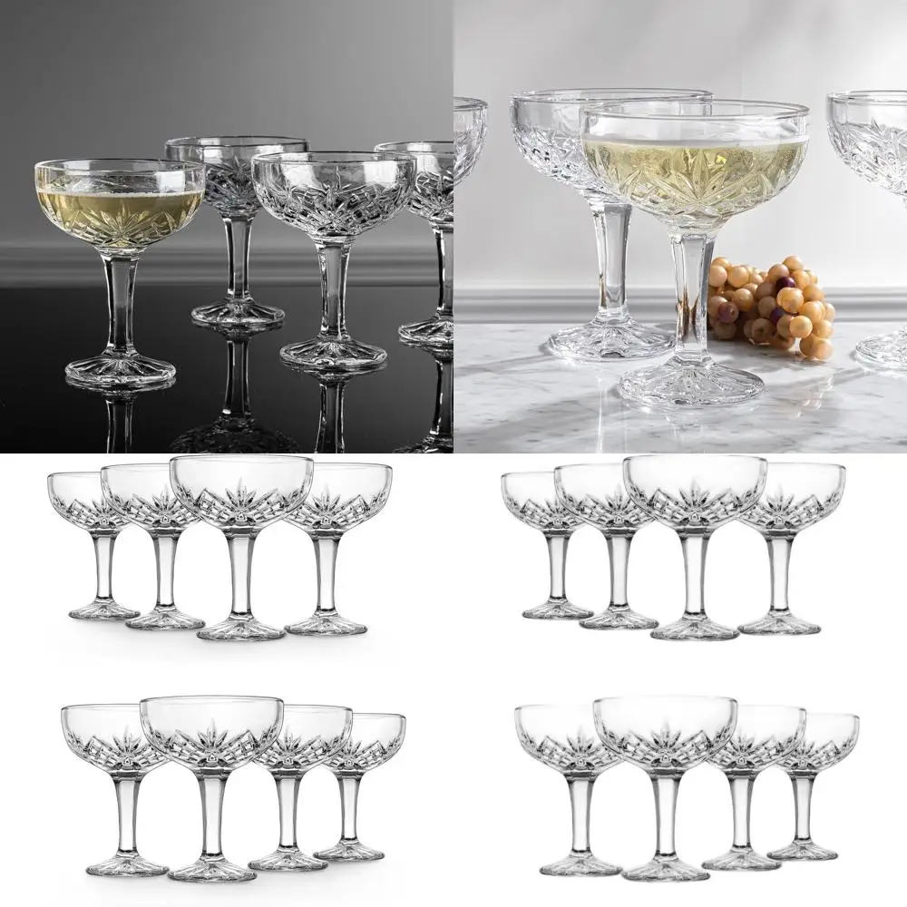 

Set of 8, 6oz Champagne Glasses, Elegant Coupes, Crystal Barware Collection