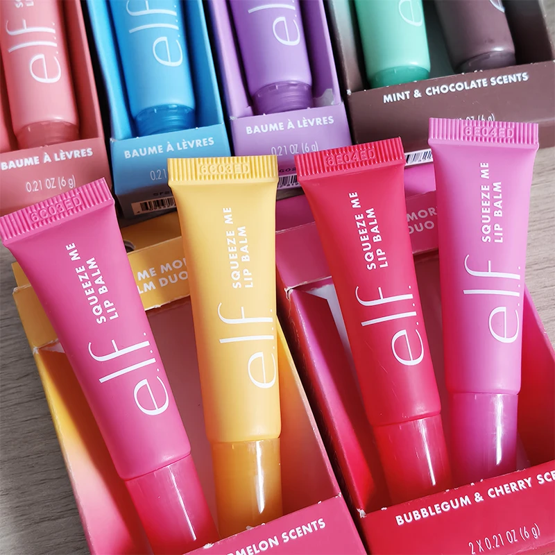Fashion Latest Style Elf 2Pcs Duo Set Bubblegum-Cherry Mango-Watermelon Mint-Chocolate Lip Balm Moisturizer Lip Gloss Cosmetics