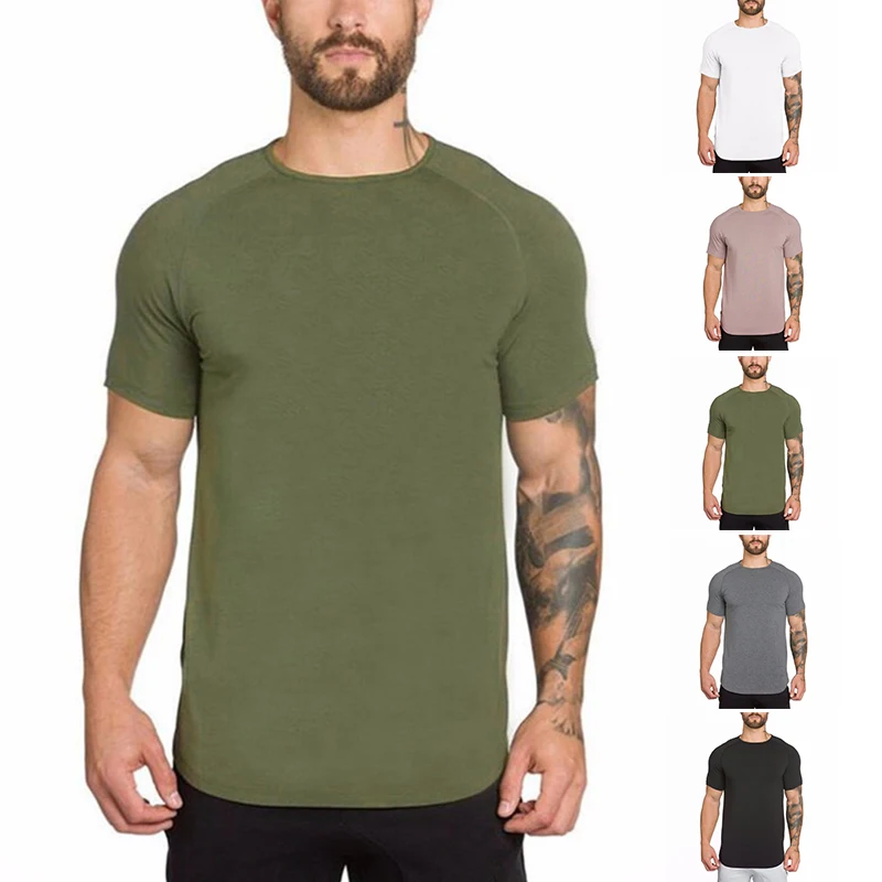 Men\'s Summer Short Sleeve Fitness T Shirt Running Sport Gym Muscle T-shirts Oversized Workout Casual High Quality Tops Clothing