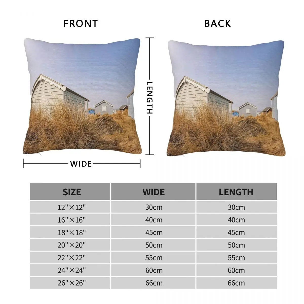 Hunstanton Beach Huts North Norfolk Square Pillowcase Polyester Linen Velvet Creative Zip Decor Throw Pillow Car Cushion Cover