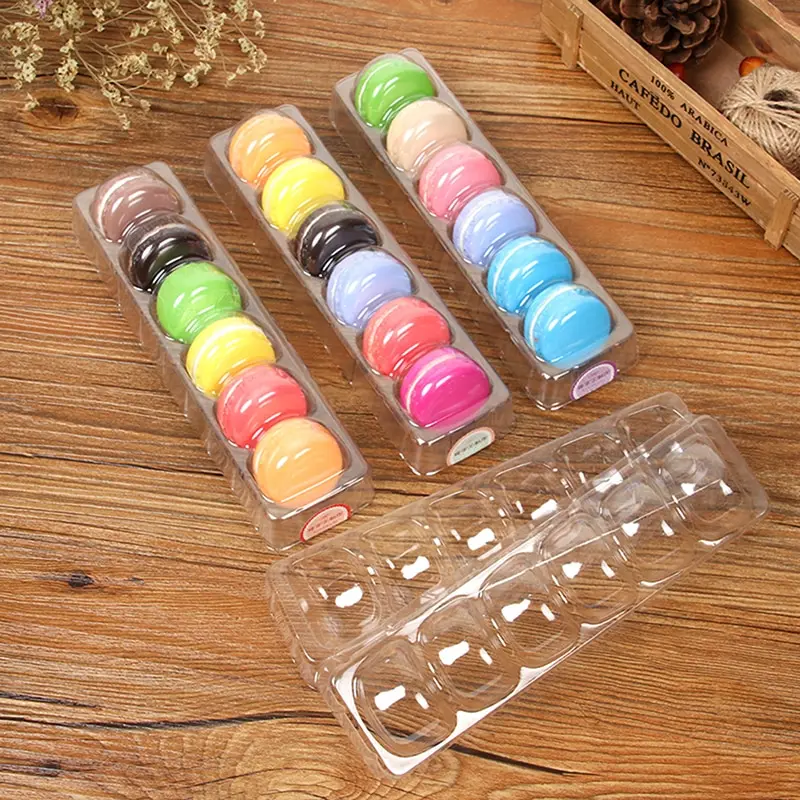 5PCS Macaron Box Transparent PET Dessert Pastry Packaging Boxes Cake Display Decoration Holds 6 Macarons Party Supplies Only Box