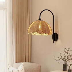 Bamboo Wall Light Japanese Crafted Rattan petal light Foyer Bedroom beside wabi sabi lighting Homestay Corridor background lamp