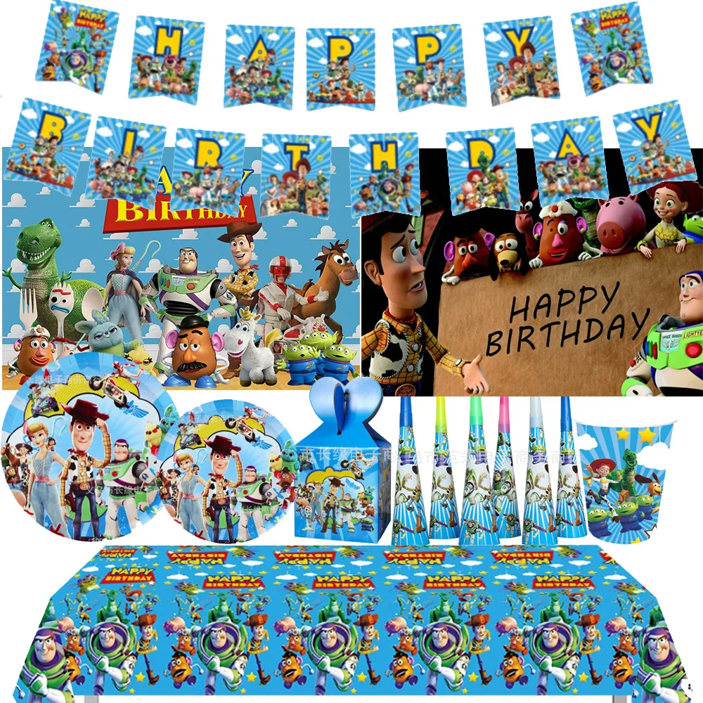 

Toy Story Theme Children Birthday Party Decor Tableware Set Cups Plates Background Photography Baby Shower Supplies Kids Gifts