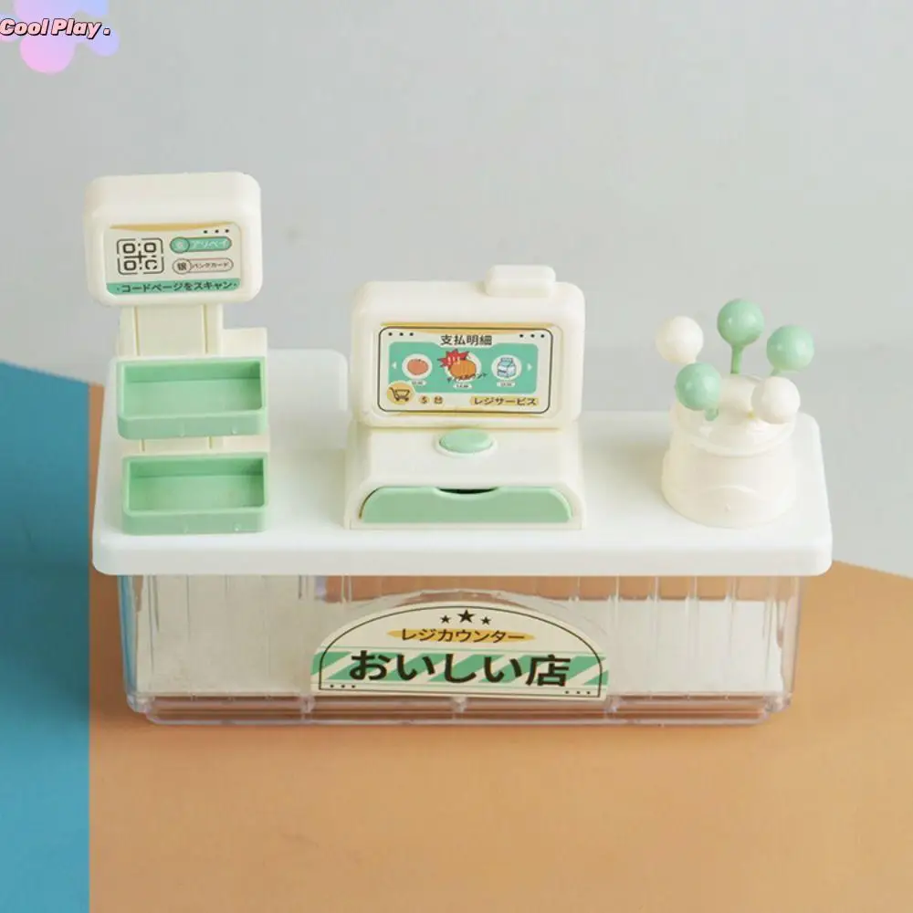 

Cash Register Dollhouse Miniature Cashier Checkout Reusable Mini Cashier Counter Toys Simulation Lollipop Snack Rack