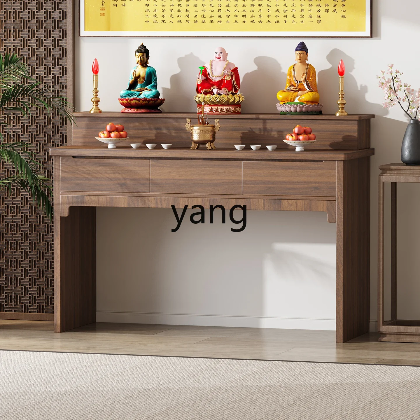 طاولة تقديم من الخشب الصلب LMM طاولة بخور إله الثروة على الطراز الصيني الجديد توفر منزلية لقاعة المعبد المذبح #4