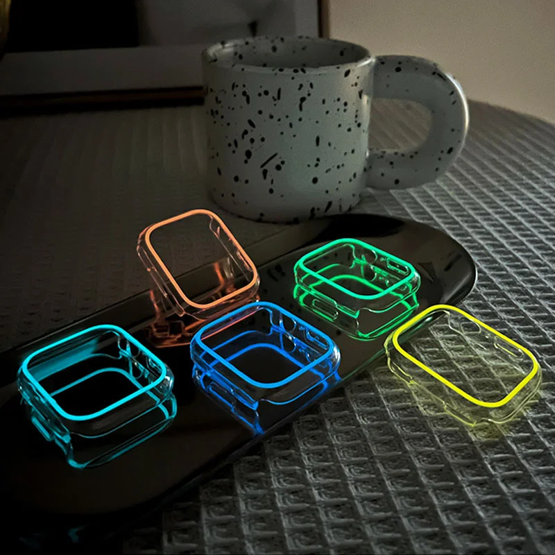 Luminous Transparent Cover for Apple Watch band 49mm 44mm 40mm 41mm 45mm 38mm Protector Case For iwatch serie ultra 8 7 6 5 3 SE