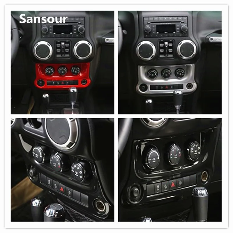 Sansour New Arrivals Dashboard Center Console Fascia Panel Frame Cover Interior Chrome Molding ABS For Jeep Wrangler jk 11-16