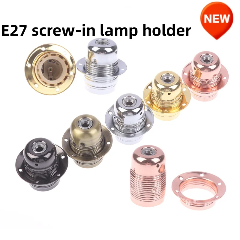 E27 Screw-in Metal Lamp Holder Polished Vintage Lamp Socket DIY Light Lamp Base Retro Adapter Lampholder For Lighting Fixture