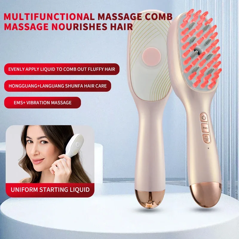 

EMS Red Light Therapy Hair Growth Scalp Massager-Essential Oil Meridian Comb for Anti-Hair Loss USB Hair Treatment Brush