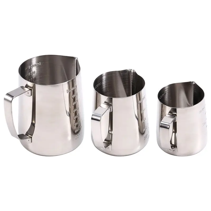 ABWZ-Milk Frothing Cup Coffee Latte Container Metal Pot Measuring Cup Coffee Latte Mug Coffee Utensils