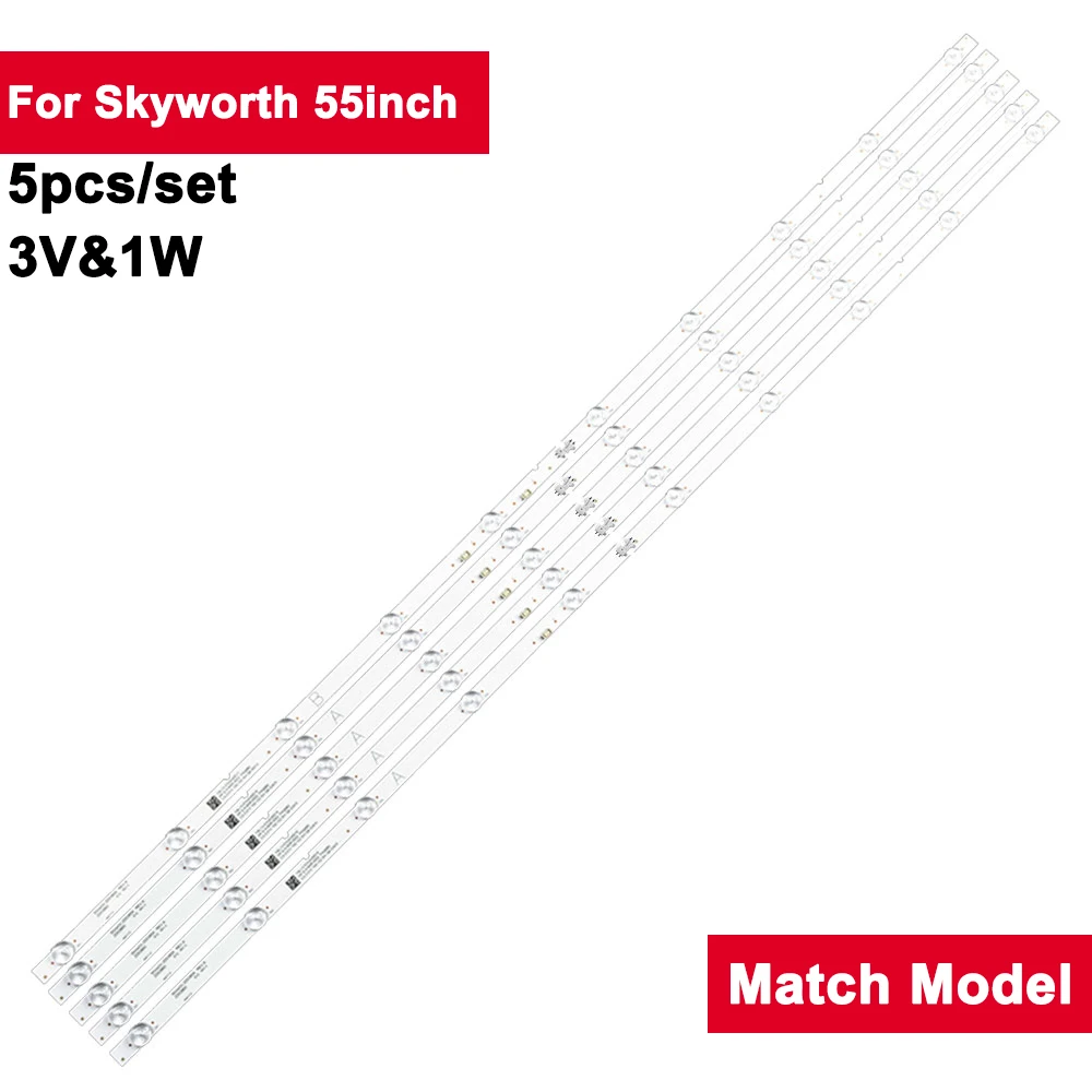 

3V 1066mm Backlight TV Strips For Skyworth 55inch 2D03859/YAL13-0103030D-16 5Pcs/Set Backlight Led Tv Parts Backlight TV