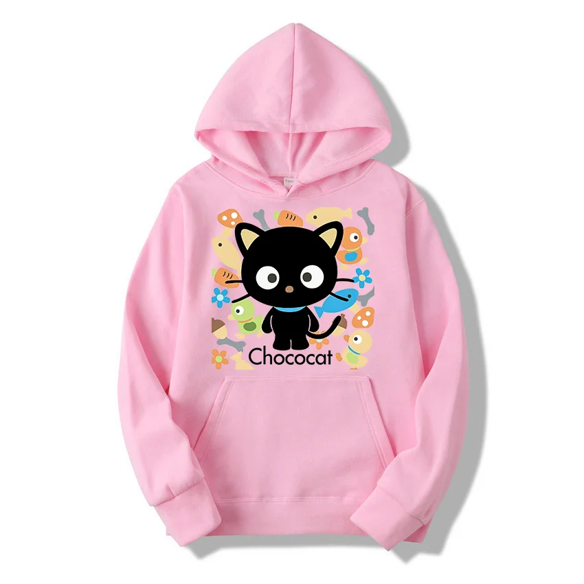 Sanrio Choco Cat Men's and Women's Hoodie Casual Street Clothing Long sleeved Sweatshirt Boys and Girls Autumn Top Coat