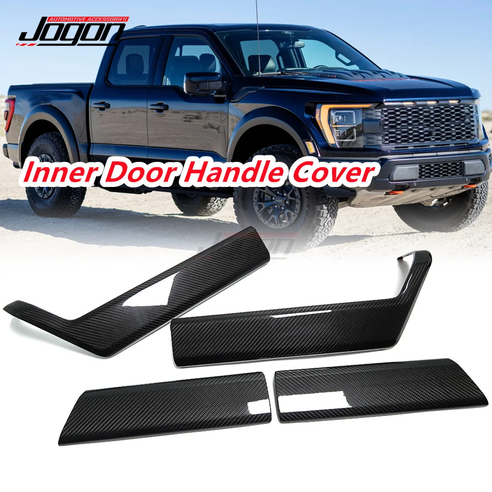 

100% Carbon Fiber Inner Doors Panel Handle For Ford F150 Raptor 2021 2022+ Car Interior Door Handle Cover Trim Accessories