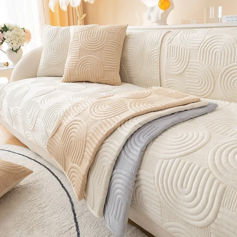 1PC Addensare Divano Zerbino Copertura Antiscivolo Peluche Divano Asciugamano di Colore Solido Divano Fodera Pad per Soggiorno Mobili Copertura di Protezione