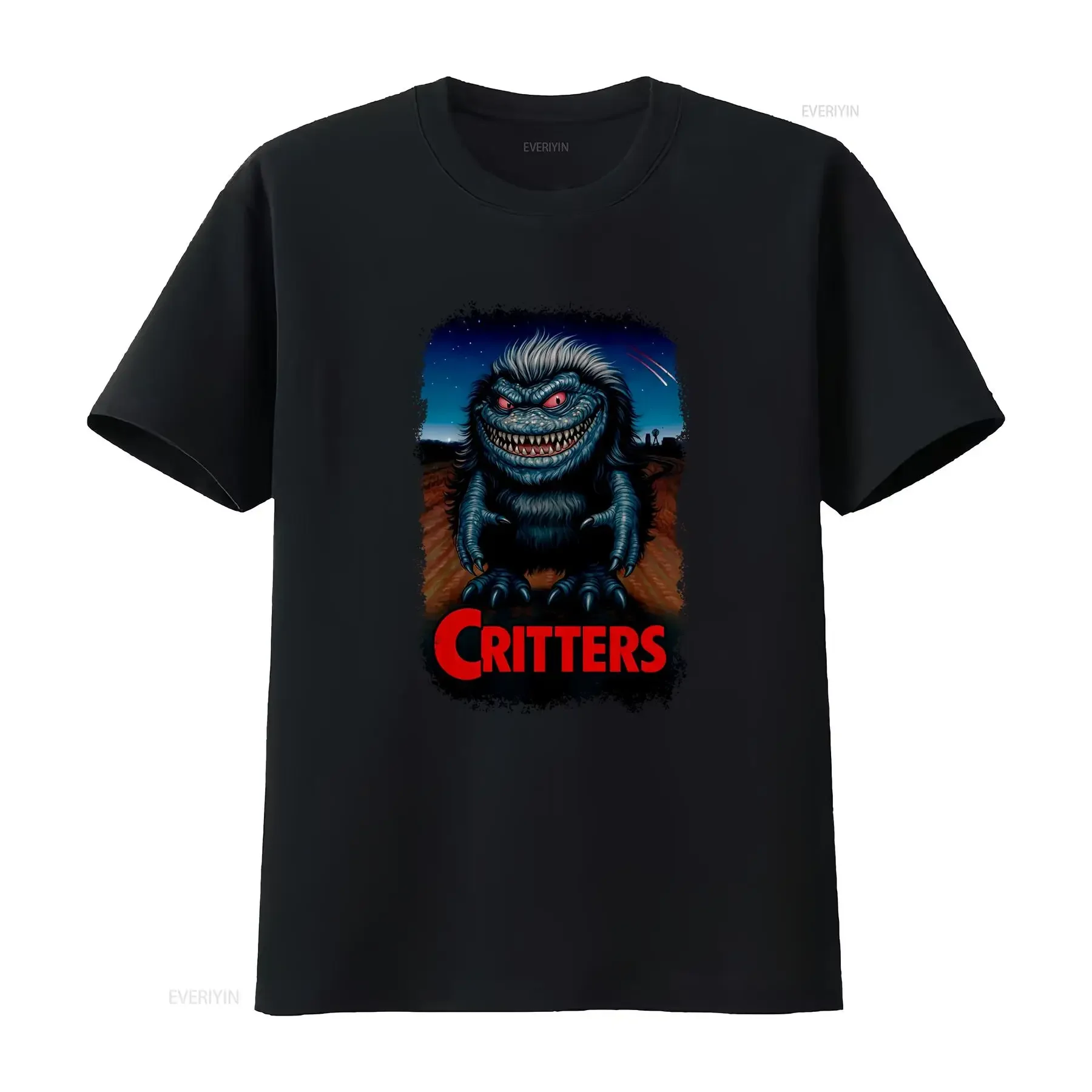 Critters 1986 Movie Poster Inspired T Shirt Retro 80s vintage Washed Stylish Slightly Soft Breathable Stretched fashion graphic