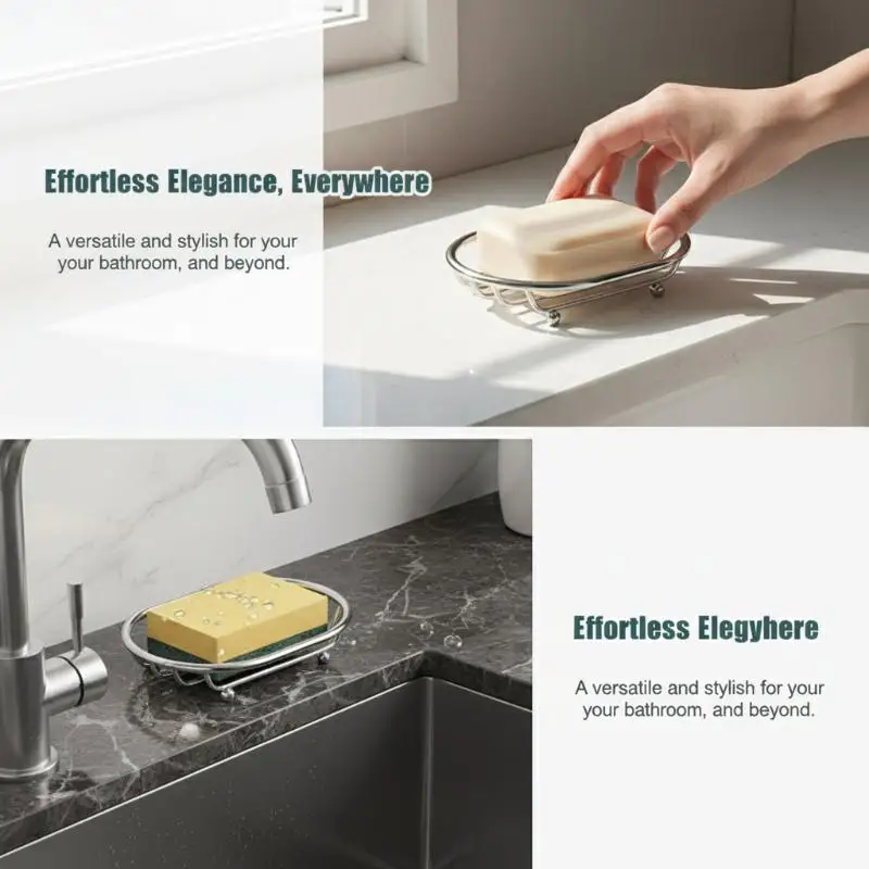 

AntiRust Stainless Steel Soap Rack with NonSlip Design for Bathroom and Kitchen