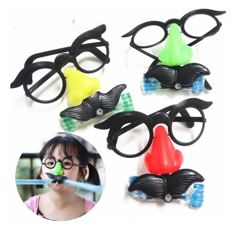 1pcs Children's Glasses Blowing Dragon Blowing Beard And Eyes Funny Clown Beard Blowing Dragon Tinker Toys Prank Party Gift Toys