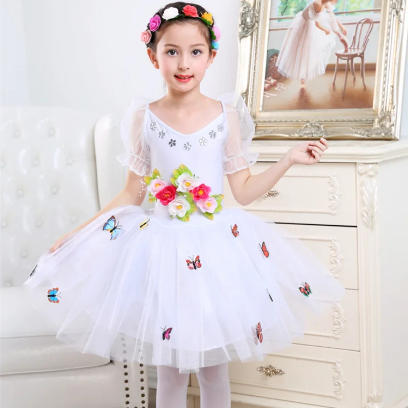 Kindergarten dance costumes Children's female fluffy white